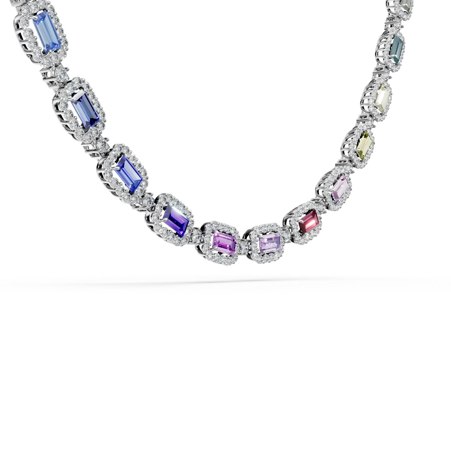 Naszyjnik platynowy z 17.4ct wielokolorowymi szafirami i diamentami
