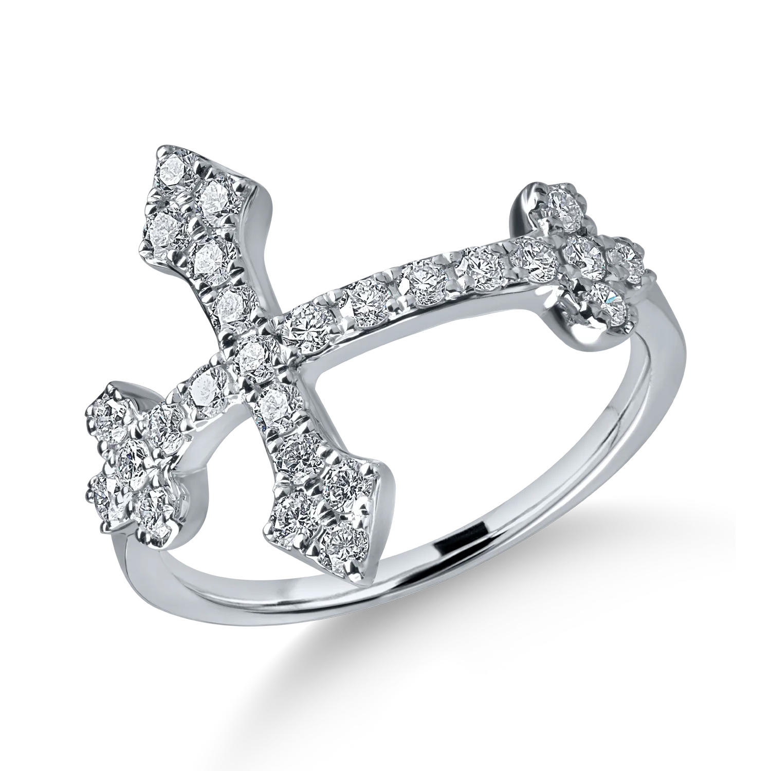 White gold cross ring with 0.5ct diamonds