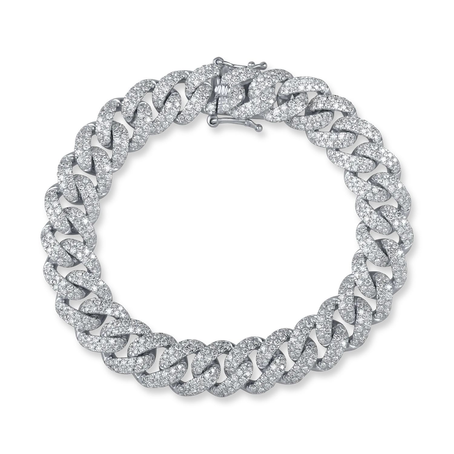 White gold Cuban bracelet with 5ct diamonds