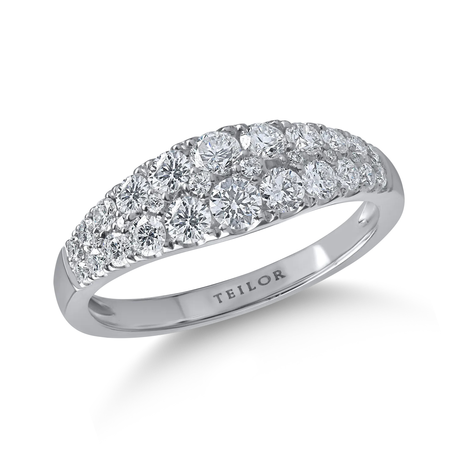 Teilor Inel din aur alb cu diamante microsetting de 0.7ct