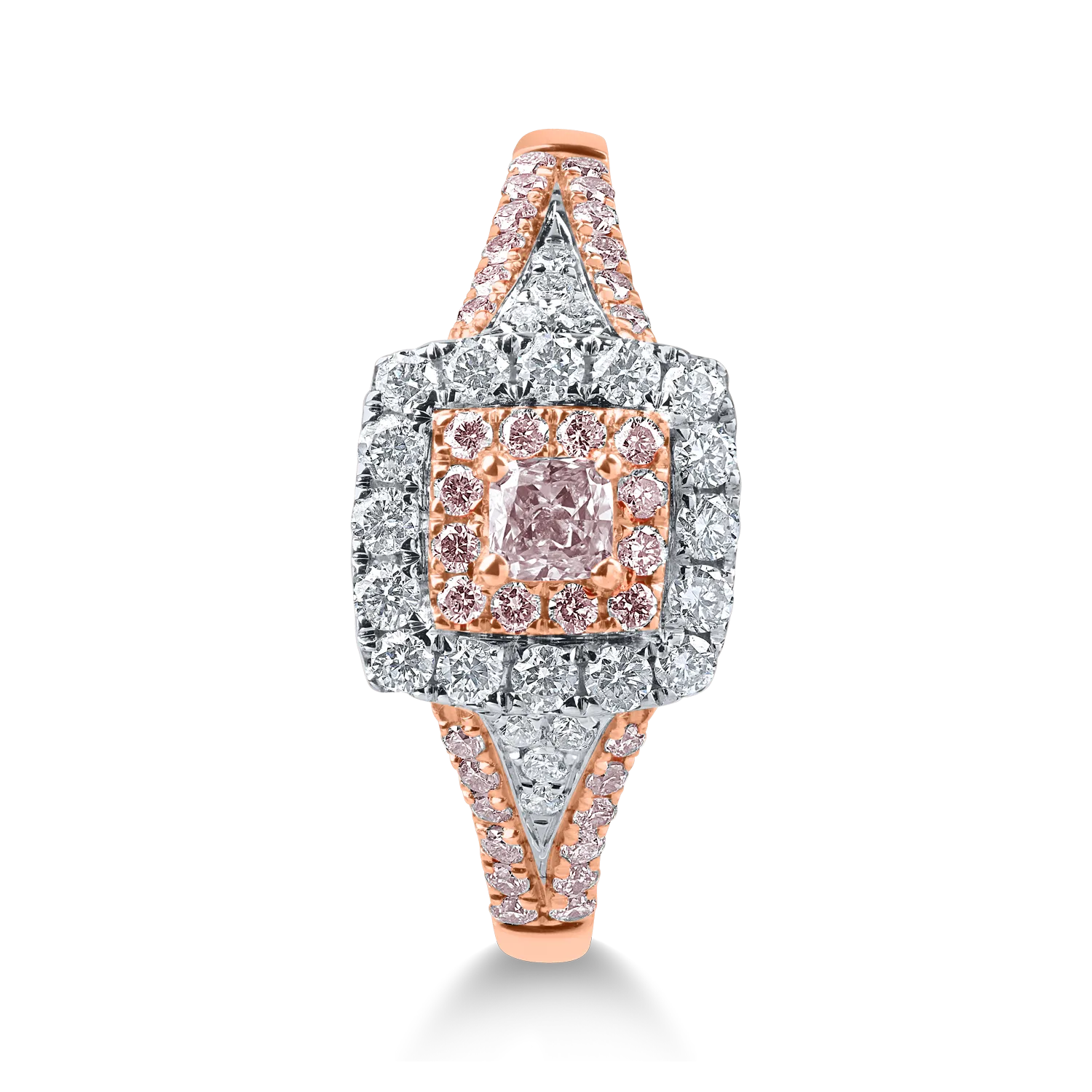 White-rose gold ring with 0.6ct pink and clear diamonds