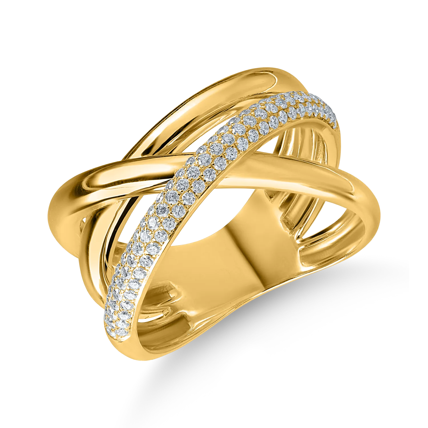 Teilor Inel geometric din aur galben cu diamante de 0.3ct