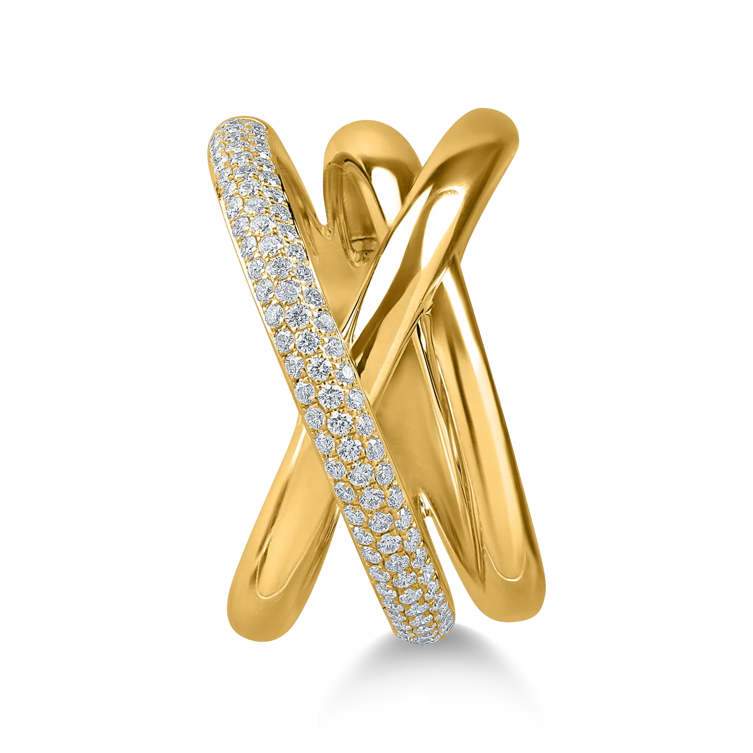 Geometryczny pierścionek z żółtego złota z 0.3ct diamentami
