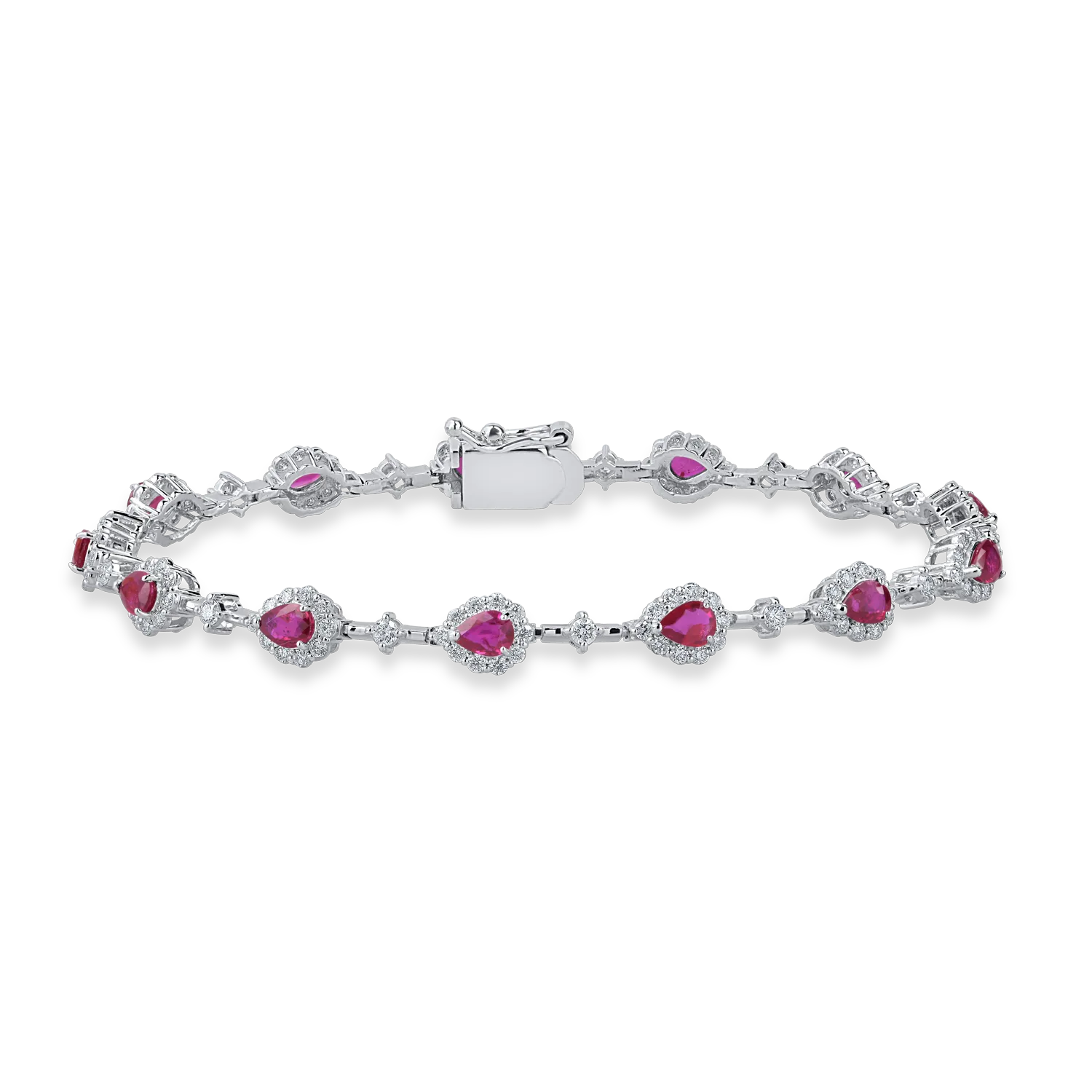 White gold bracelet with 3.1ct diamonds and rubies