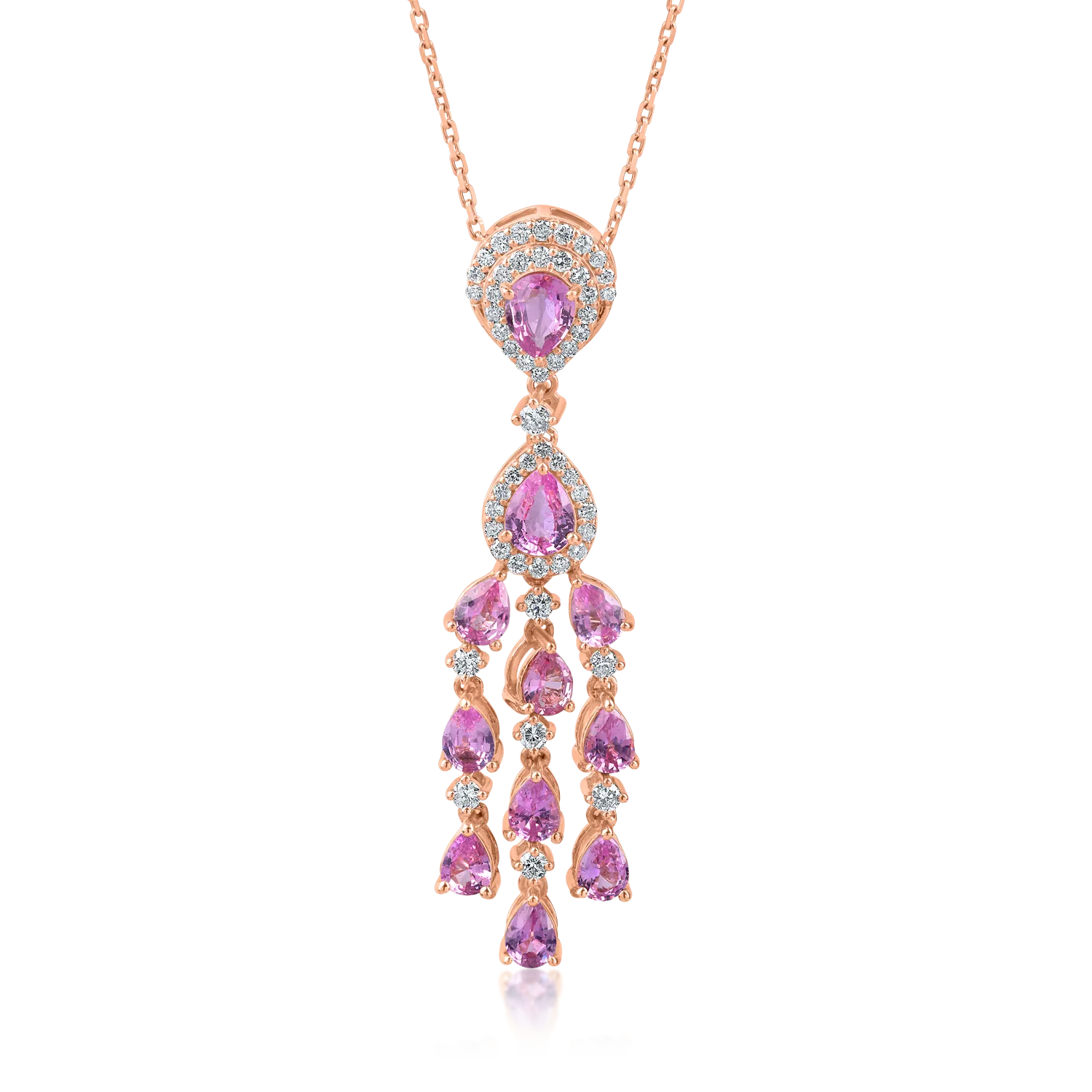 Rose gold pendant necklace with 2.1ct sapphires and 0.4ct diamonds