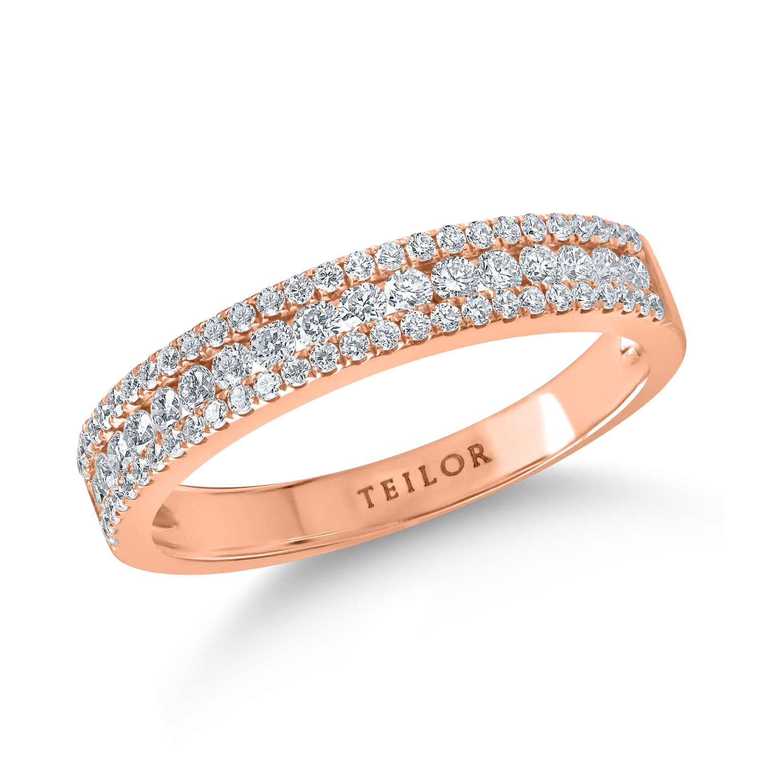 Teilor Inel din aur roz cu diamante microsetting de 0.4ct