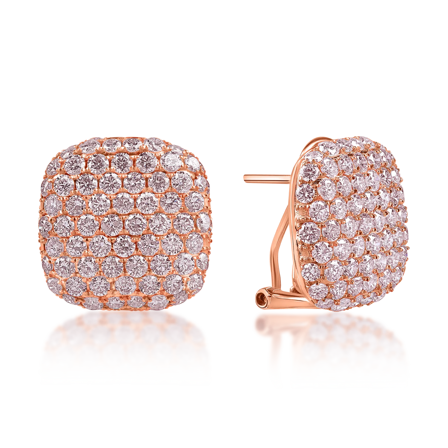 Cercei din aur roz cu diamante roz de 3.7ct