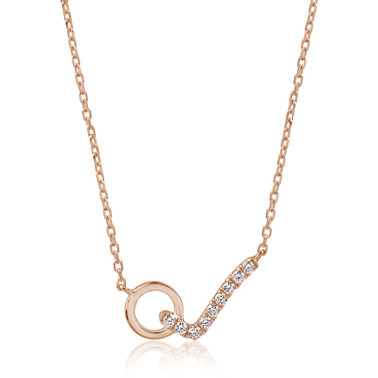 Lant cu pandantiv din aur roz cu diamante de 0.09ct