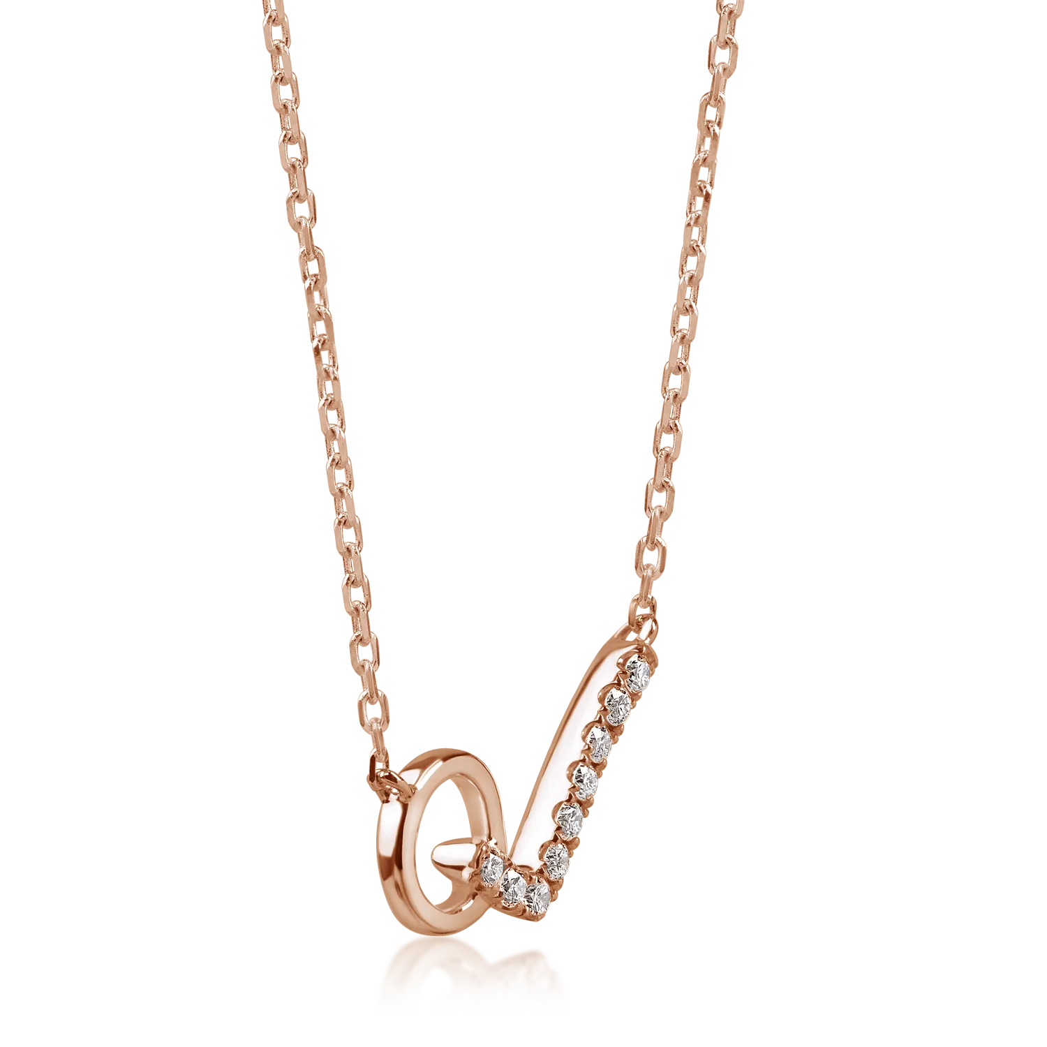 Rose gold pendant necklace with 0.09ct diamonds