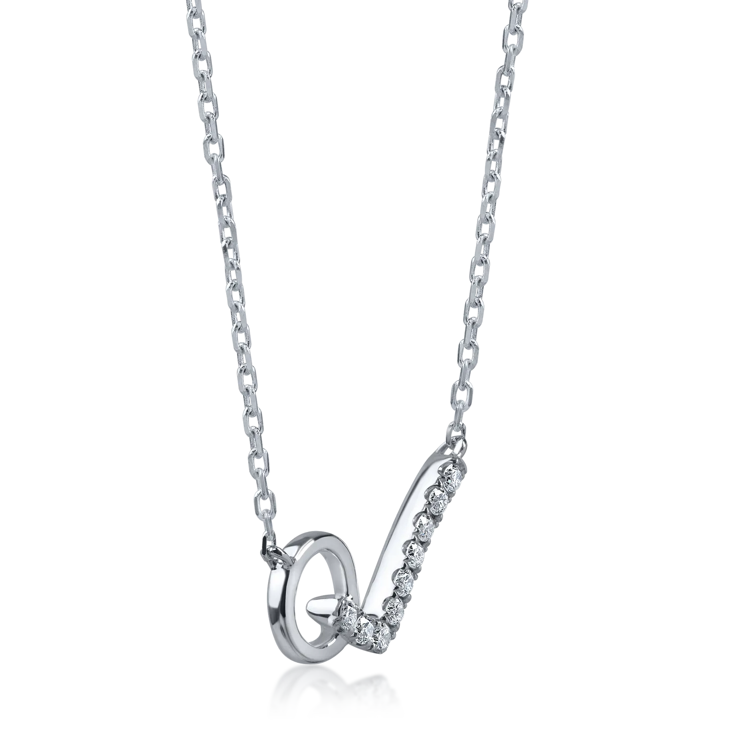 White gold circle pendant necklace with 0.09ct diamonds