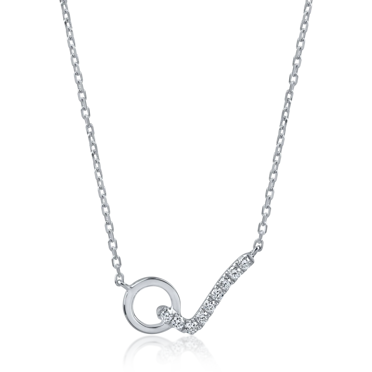 Teilor Lant cu pandantiv cerc din aur alb cu diamante de 0.09ct