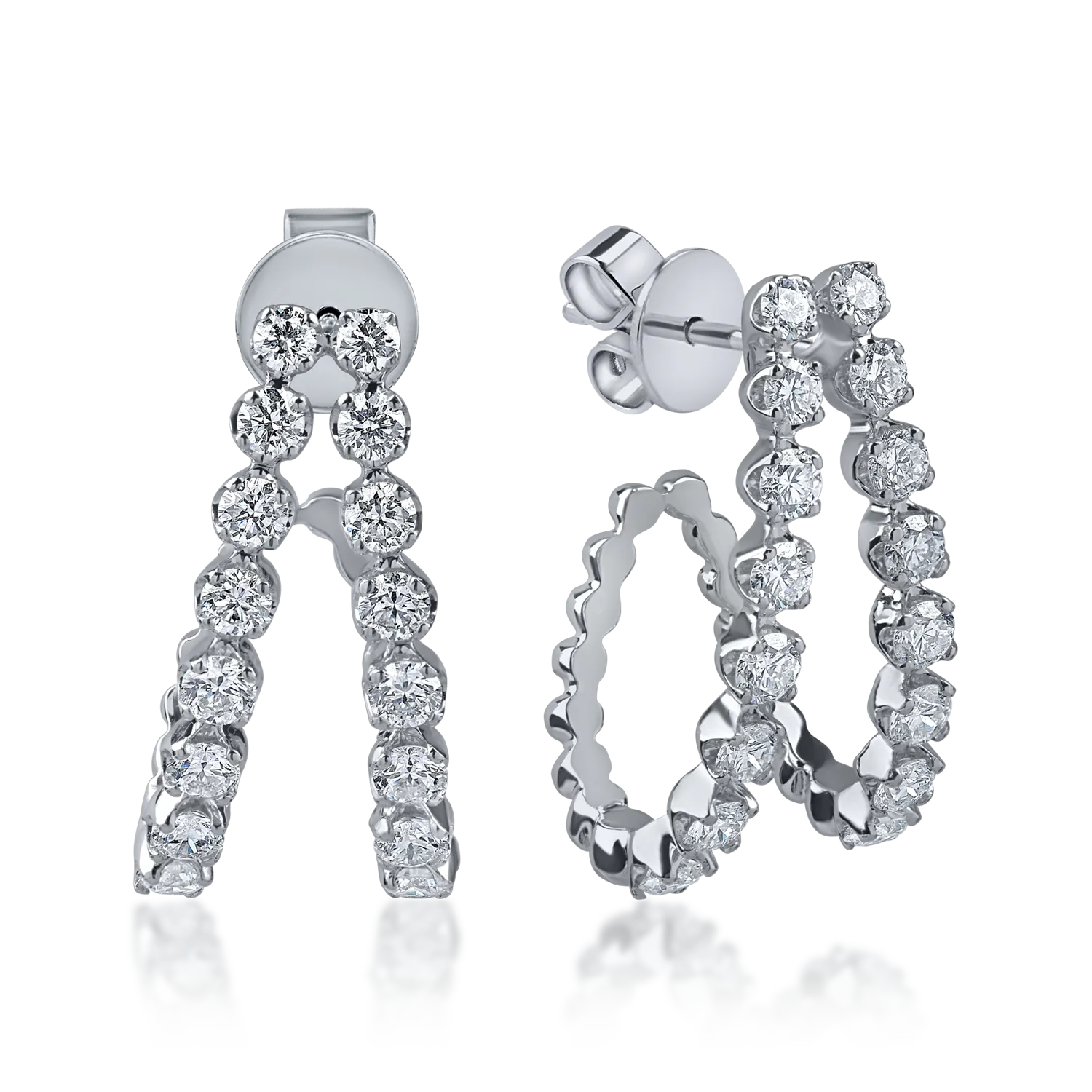 Teilor Cercei dubli din aur alb cu diamante de 1.2ct