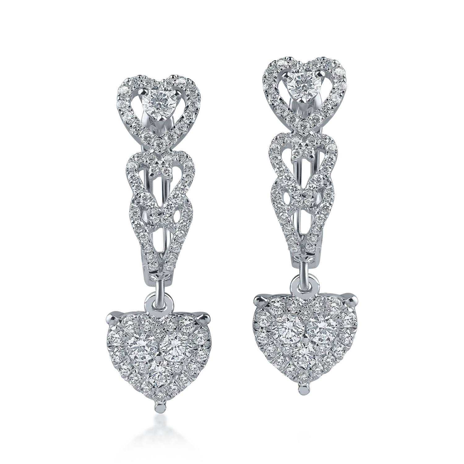 Kolczyki serca z białego złota z 0.6ct diamentami-182962