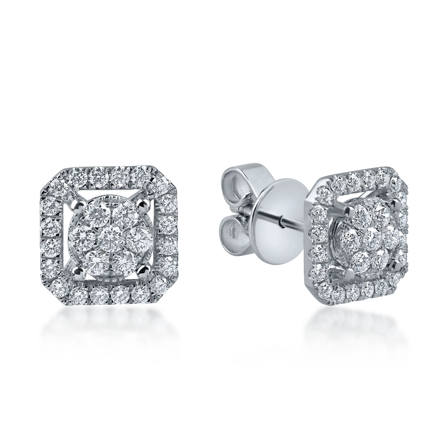 White gold square earrings with 0.5ct diamonds