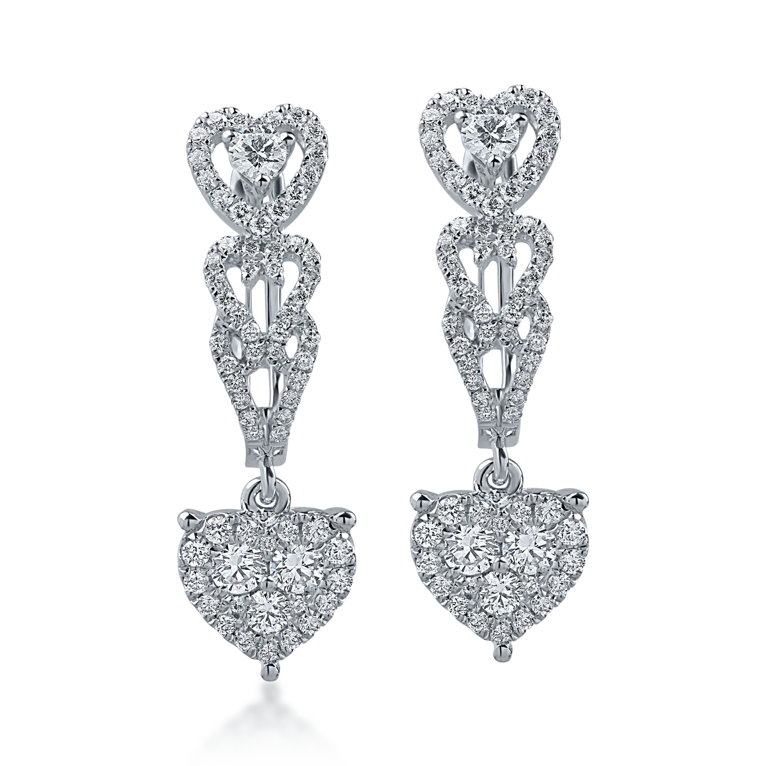 Cercei inimioare din aur alb cu diamante de 0.6ct-182994