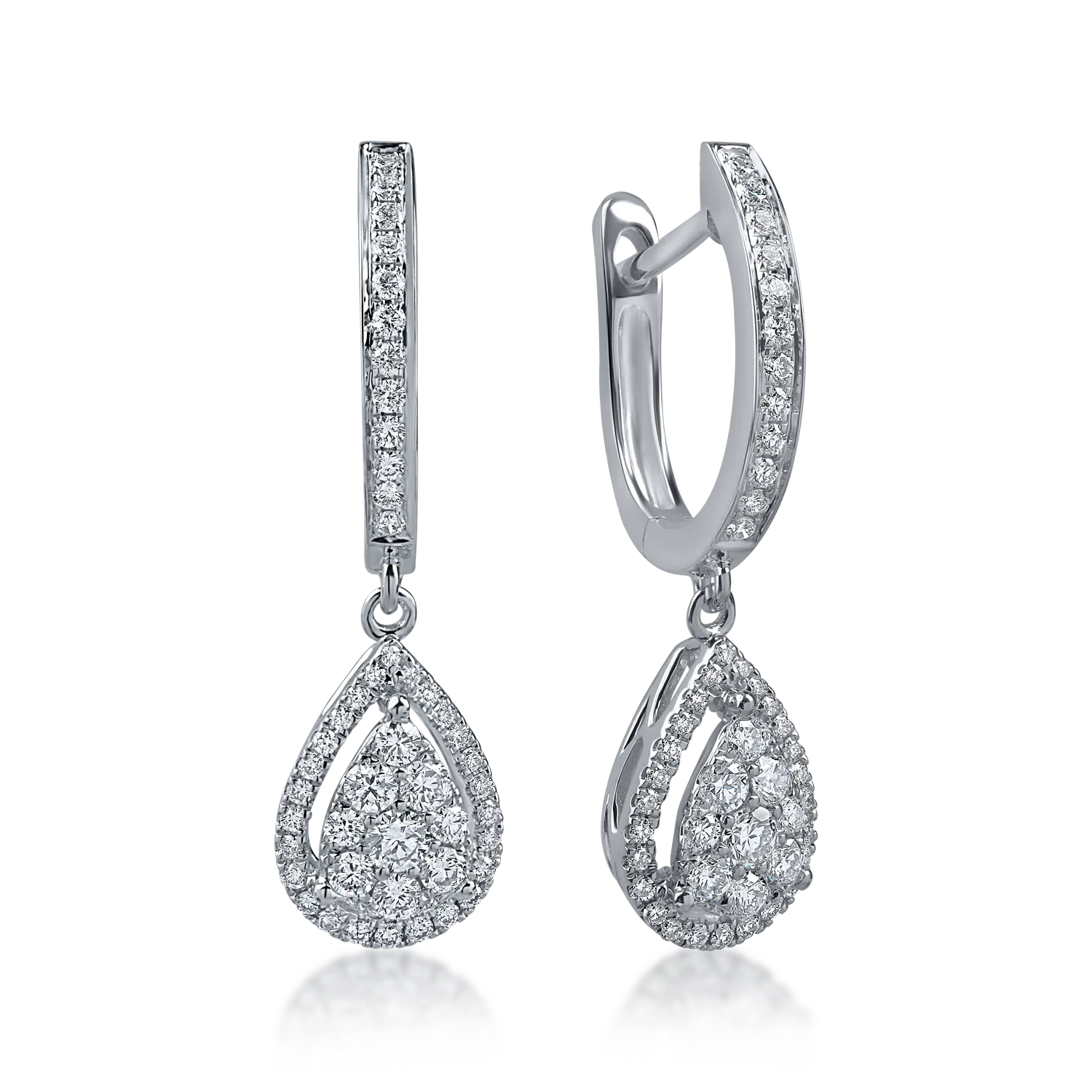 White gold teardrop earrings with 0.4ct diamonds