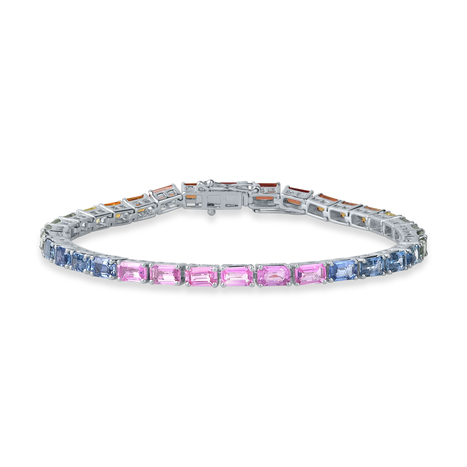 White gold tennis bracelet with 11.8ct multicolored sapphires