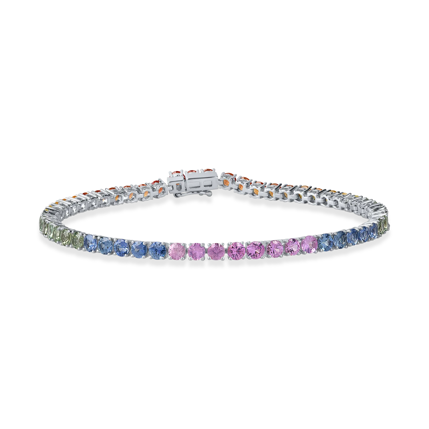 White gold tennis bracelet with 7.6ct multicolored sapphires