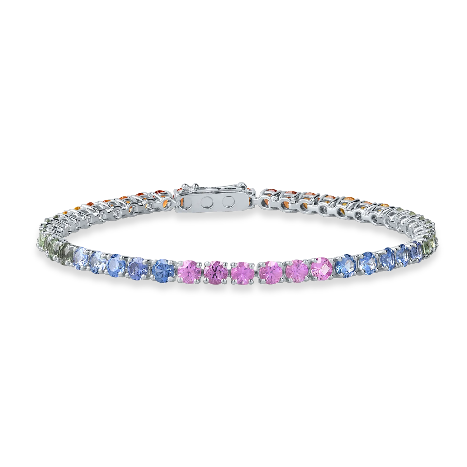 Teilor Bratara tennis din aur alb cu safire multicolore de 16.4ct