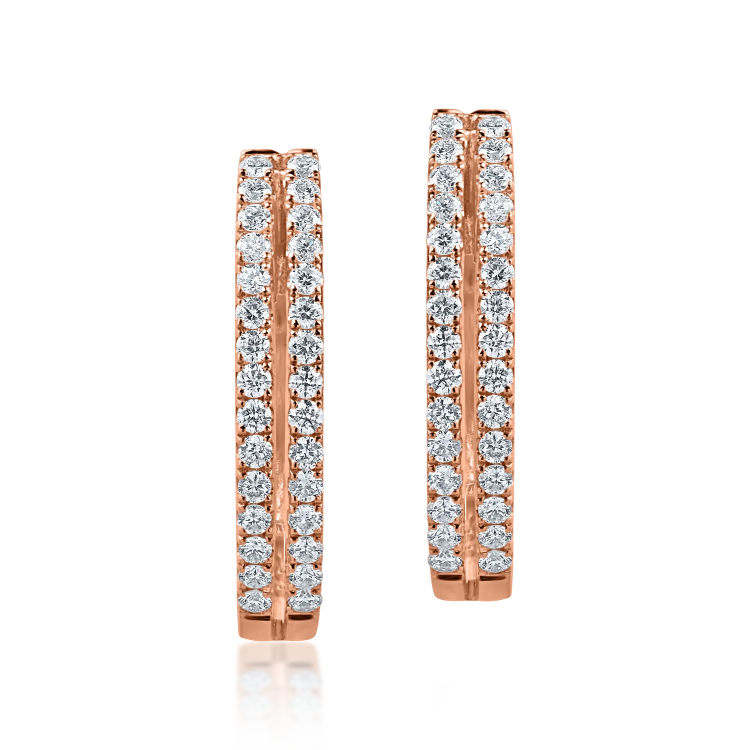 Cercei creole din aur roz cu diamante de 0.1ct