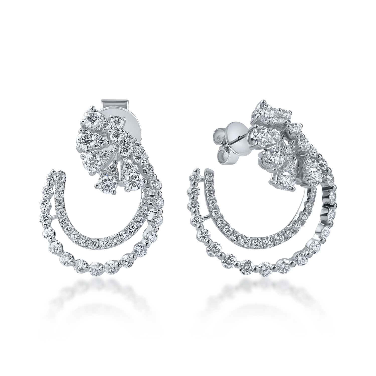 Teilor Cercei geometrici din aur alb cu diamante de 2ct