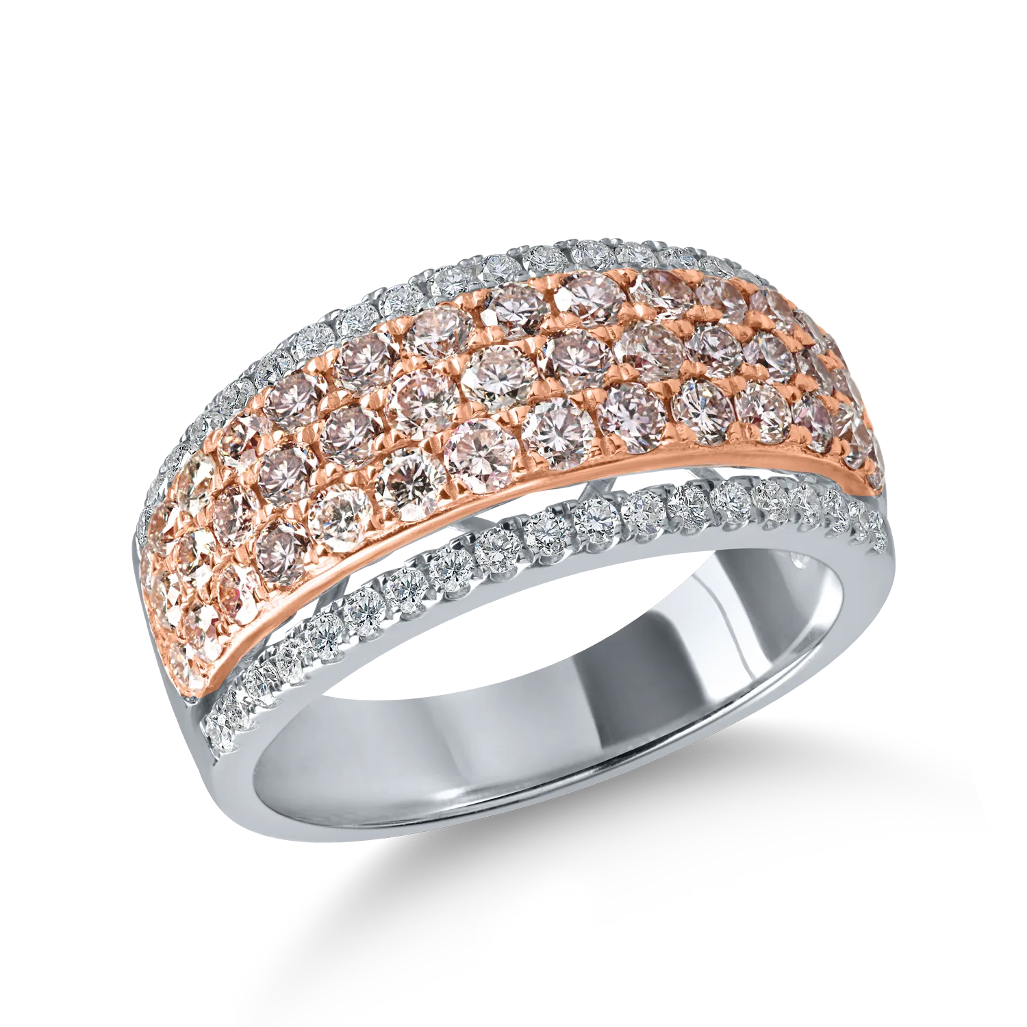 Teilor Inel din aur alb-roz cu diamante roz si incolore de 1.7ct