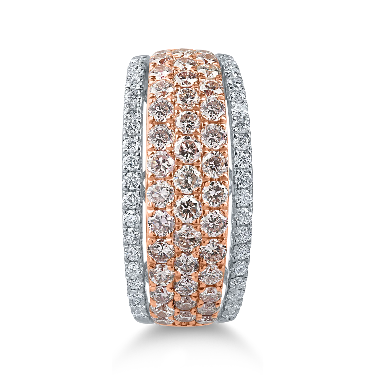 Pierścionek z białego i różowego złota z 1.7ct różowymi i przezroczystymi diamentami
