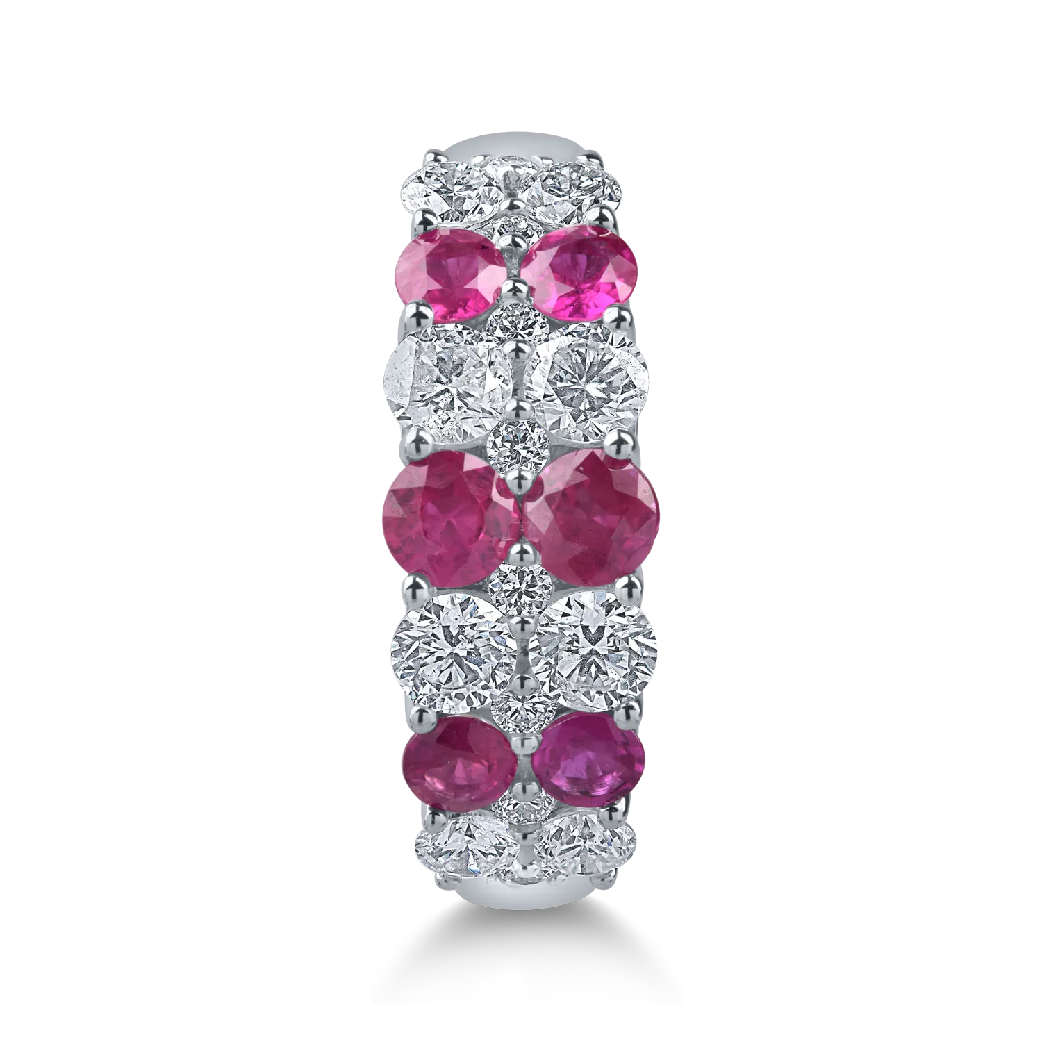 Pierścionek z białego złota z rubinami o masie 0.9ct i diamentami o masie 0.99ct