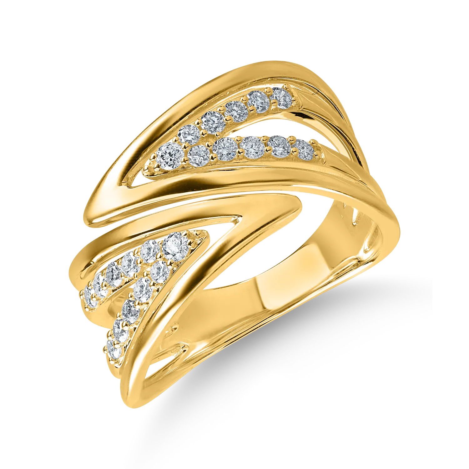 Teilor Inel geometric din aur galben cu diamante de 0.36ct