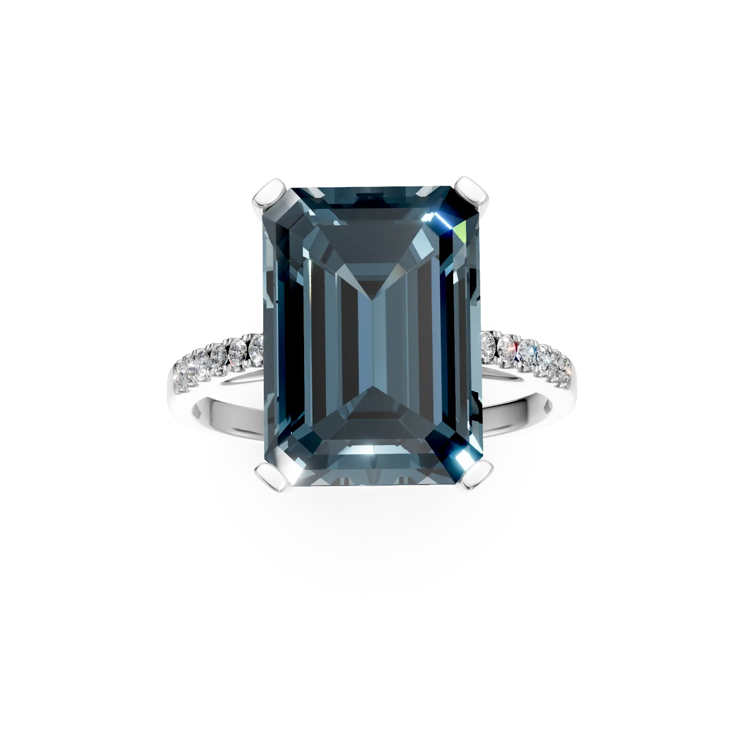 Fehérarany gyűrű 8.4ct londoni kék topázzal és 0.1ct gyémántokkal