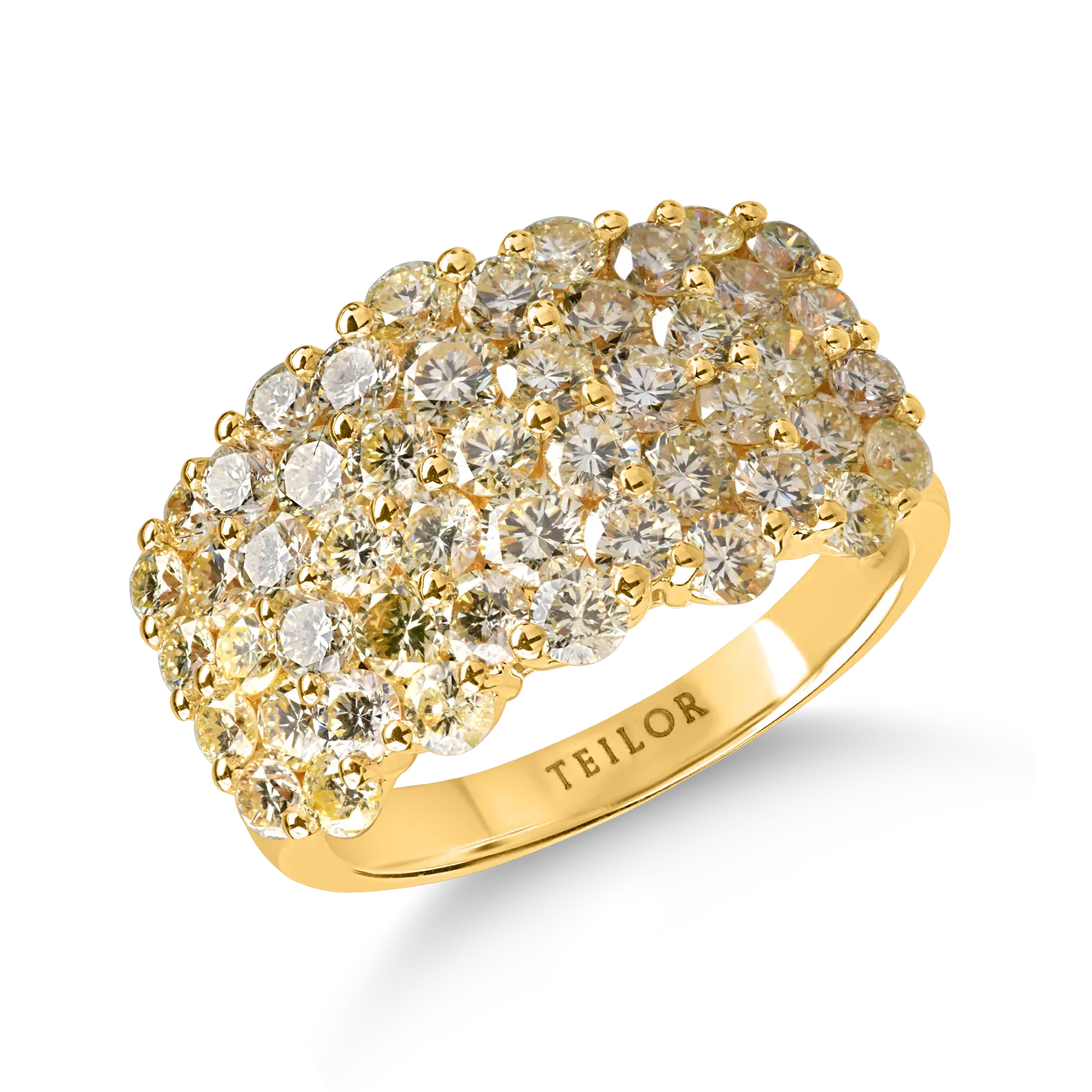 Yellow gold microsetting ring with 3ct yellow diamonds