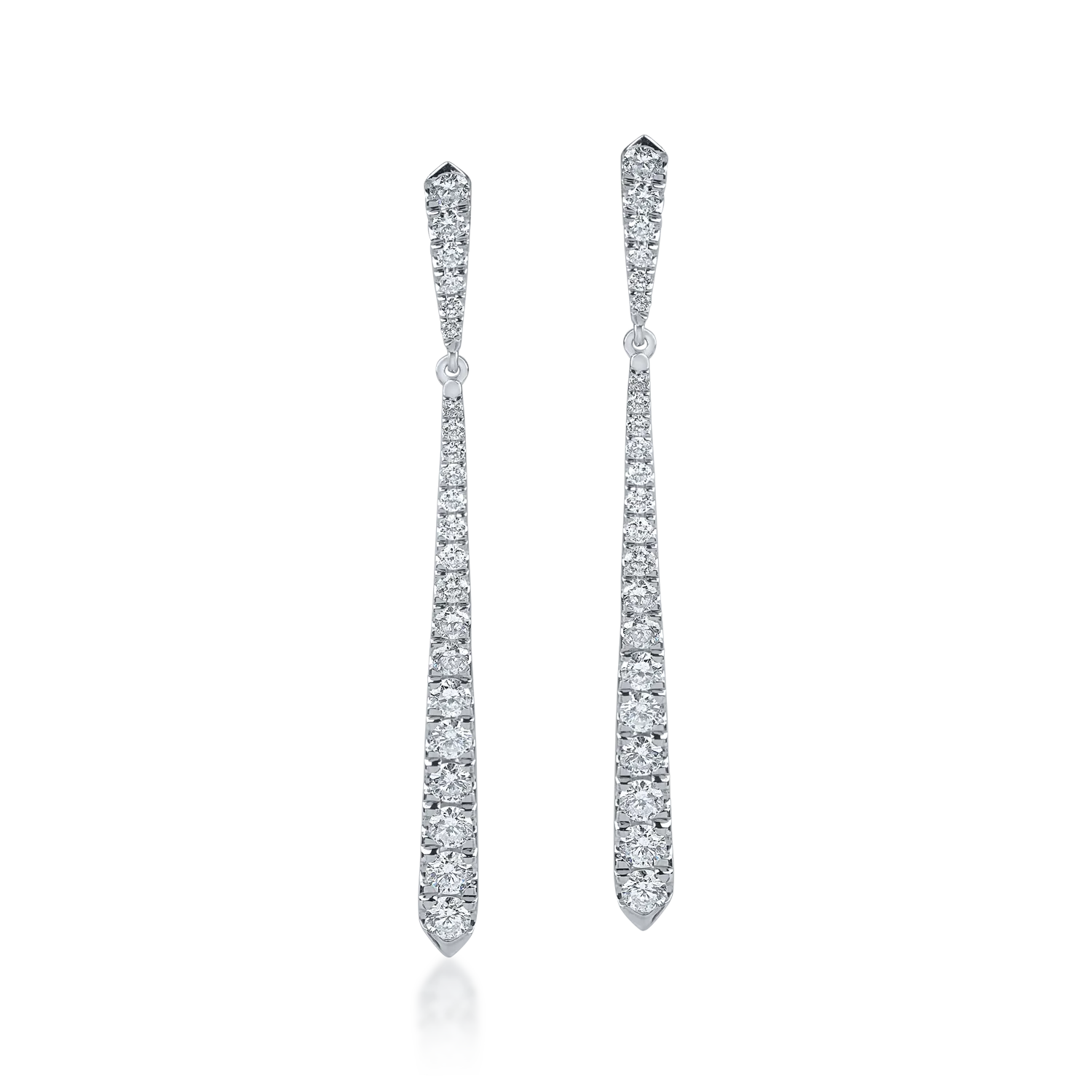 White gold long earrings with 1ct diamonds