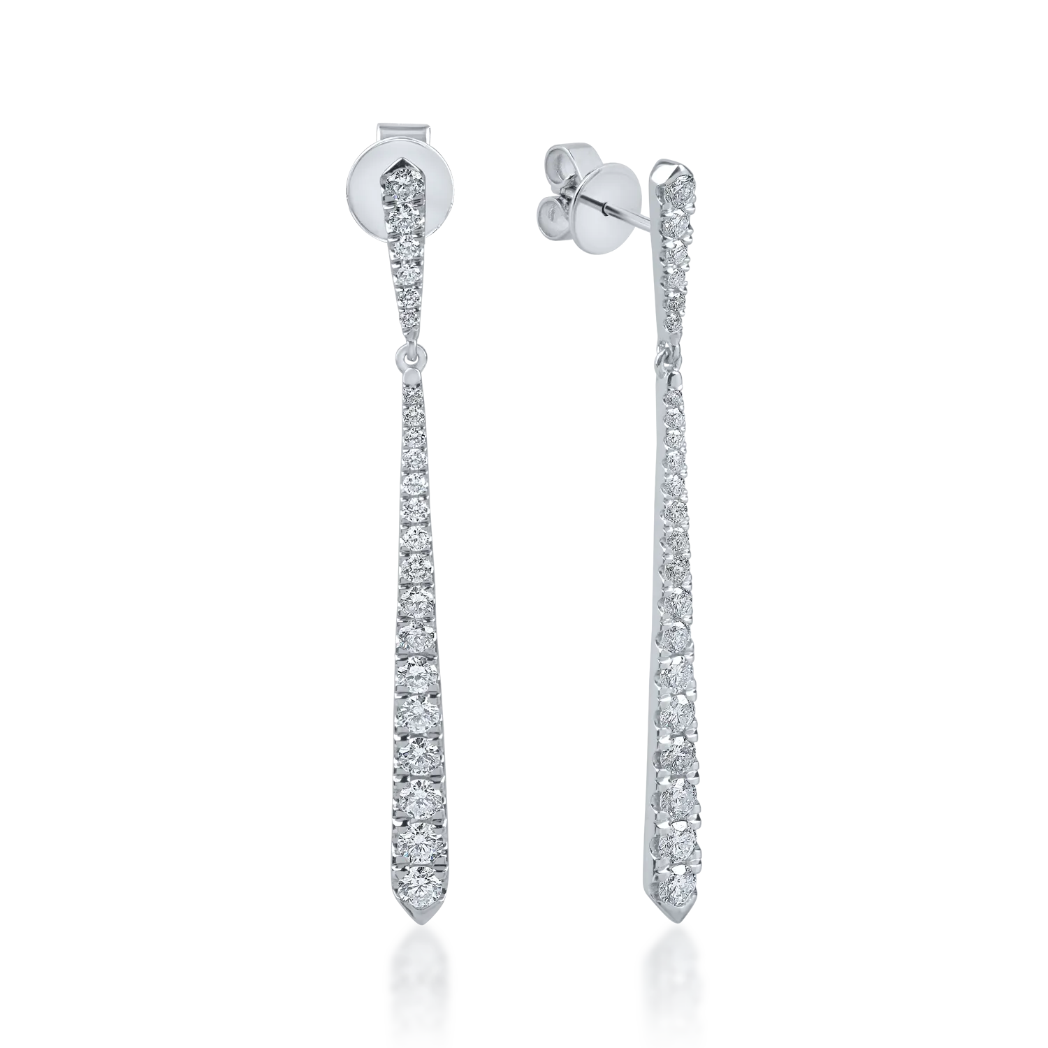 White gold long earrings with 1ct diamonds