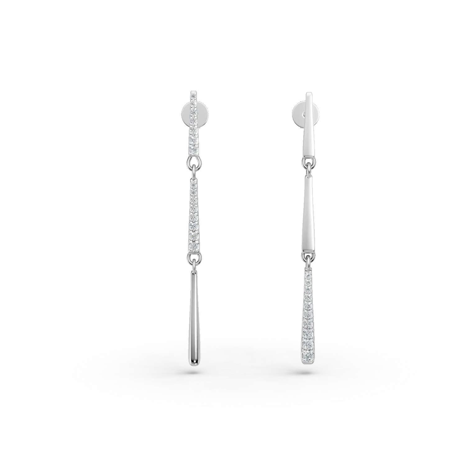 Fehérarany hosszú fülbevaló 0.06ct gyémántokkal-191258