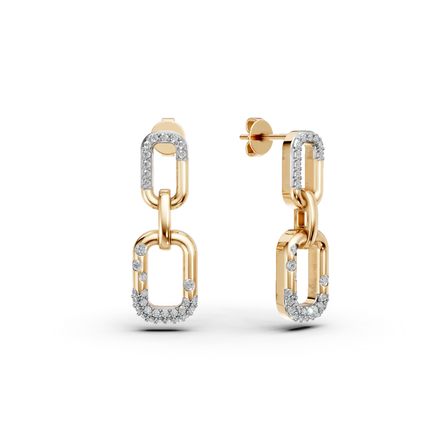 Yellow gold geometric earrings with 0.2ct diamonds