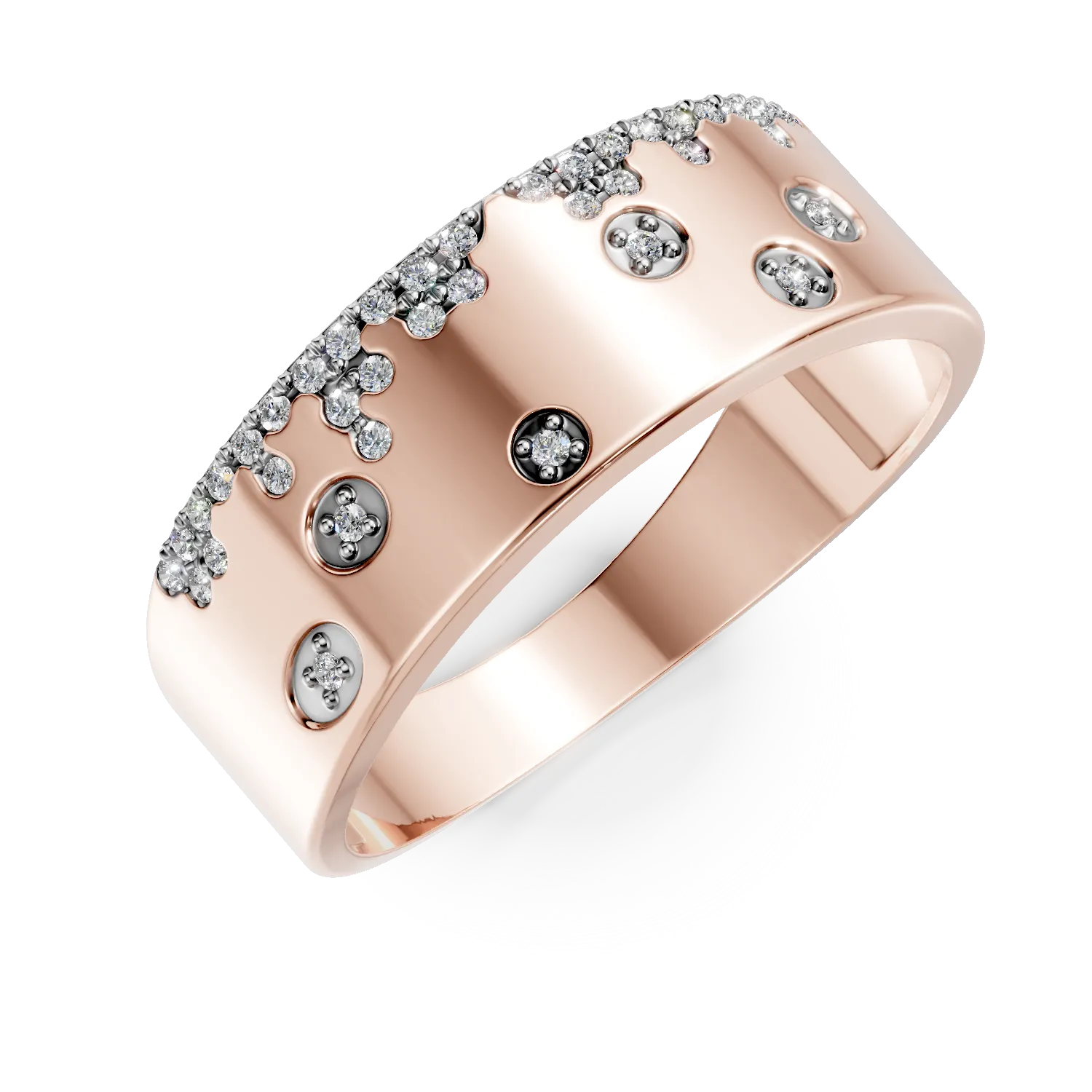 Inel din aur roz cu diamante microsetting de 0.1ct-191416