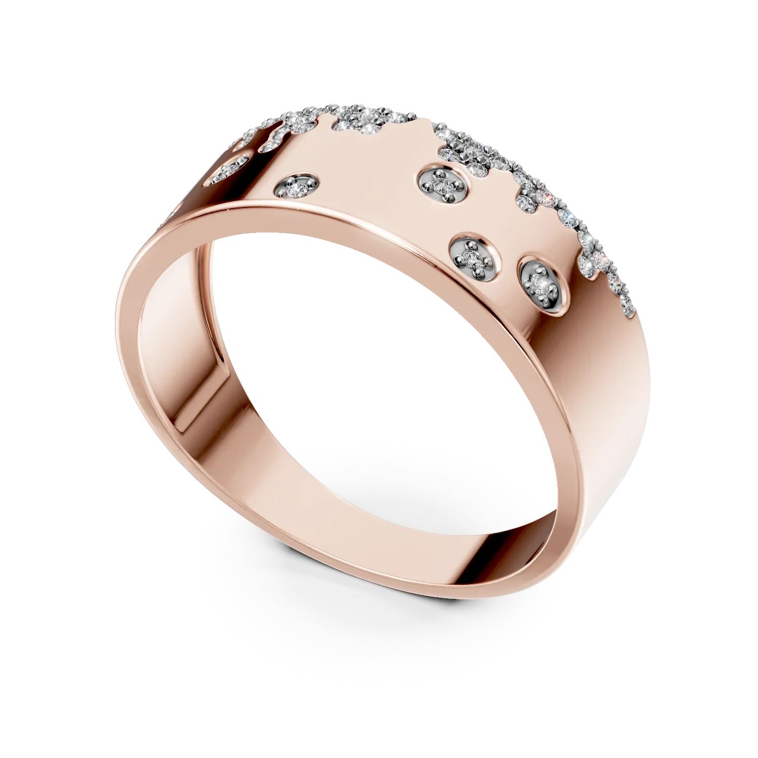 Inel din aur roz cu diamante microsetting de 0.1ct - Imagine 2
