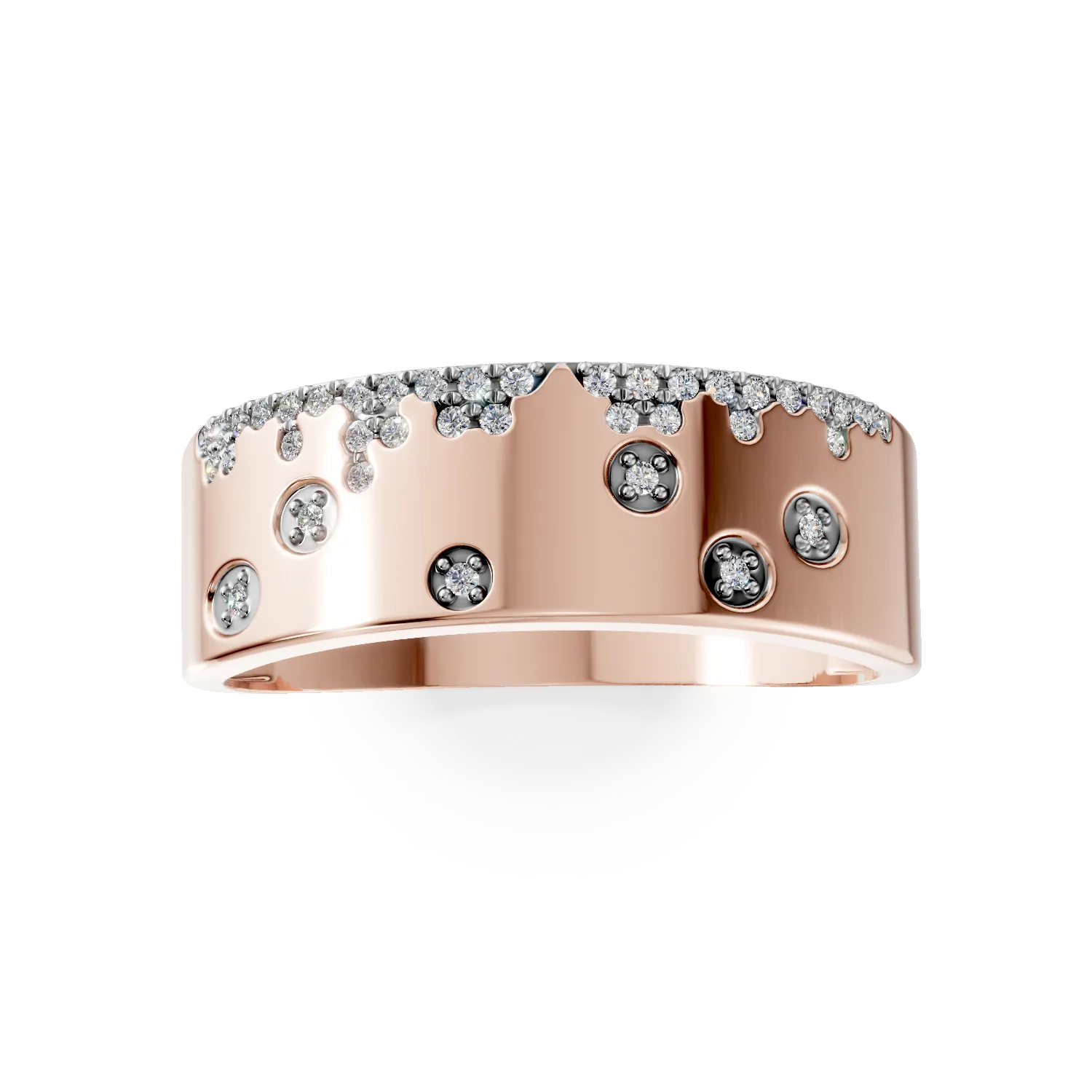 Inel din aur roz cu diamante microsetting de 0.1ct - Imagine 3
