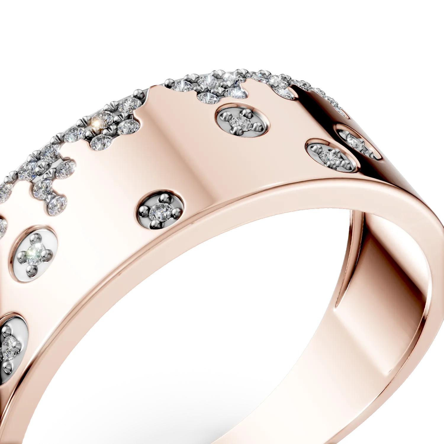 Inel din aur roz cu diamante microsetting de 0.1ct - Imagine 4