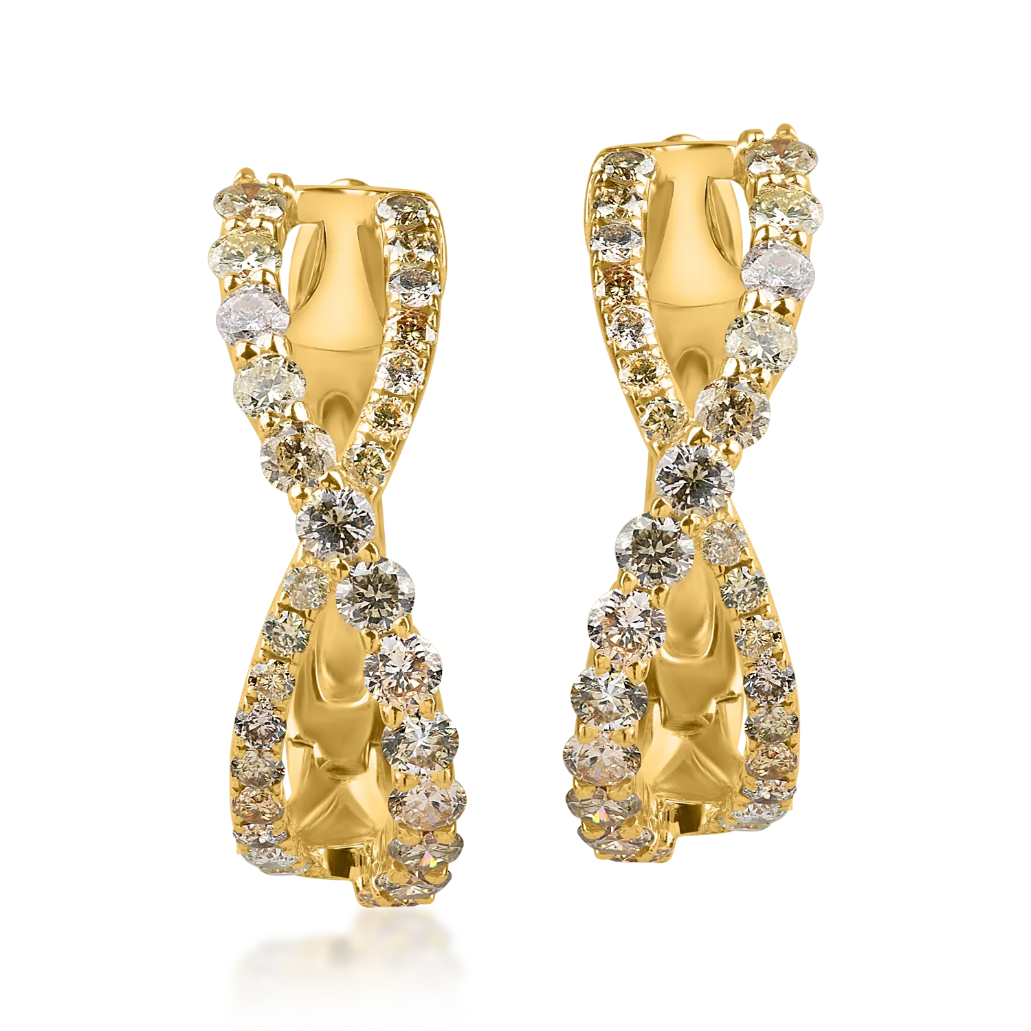 Sárgaarany karika fülbevaló 1.4ct színes gyémánttal-183126