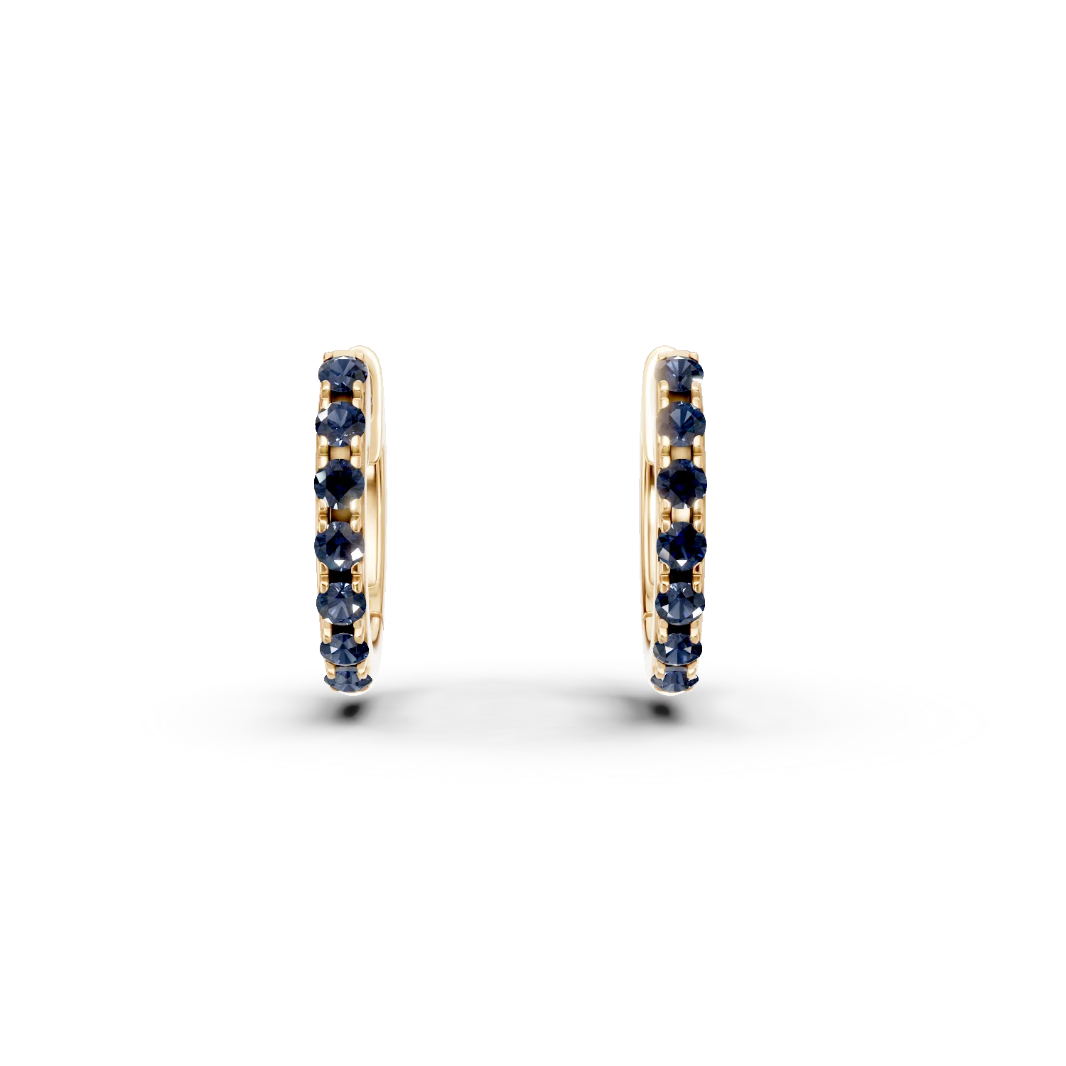 Yellow gold hoop children's earrings with 0.1ct sapphires-183151