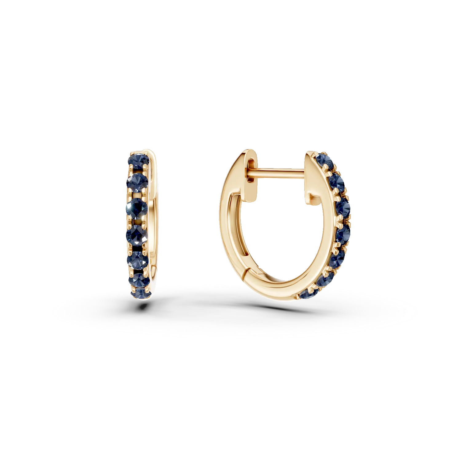 Yellow gold hoop children's earrings with 0.1ct sapphires