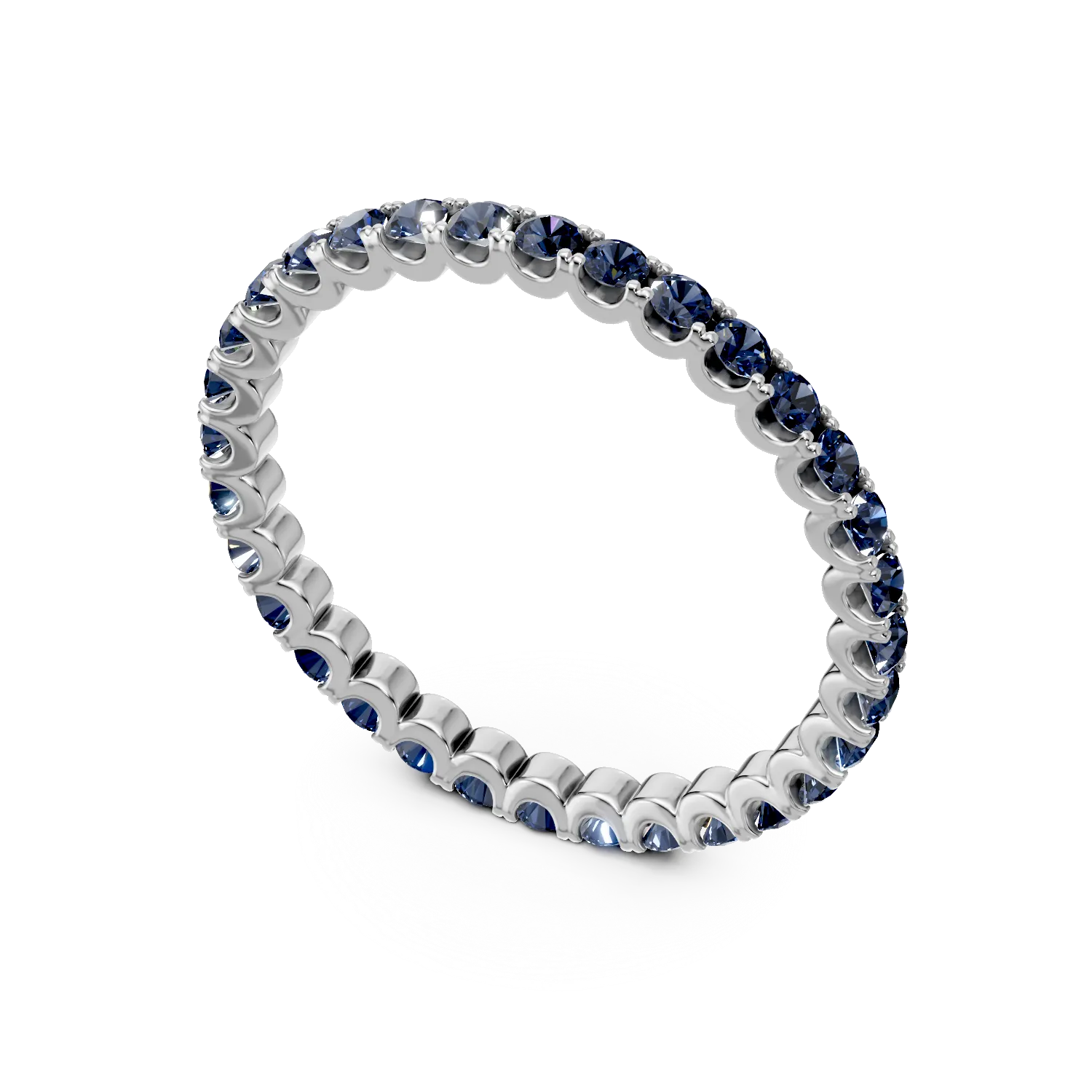 Inel eternity din aur alb cu safire de 0.7ct - imagine 2