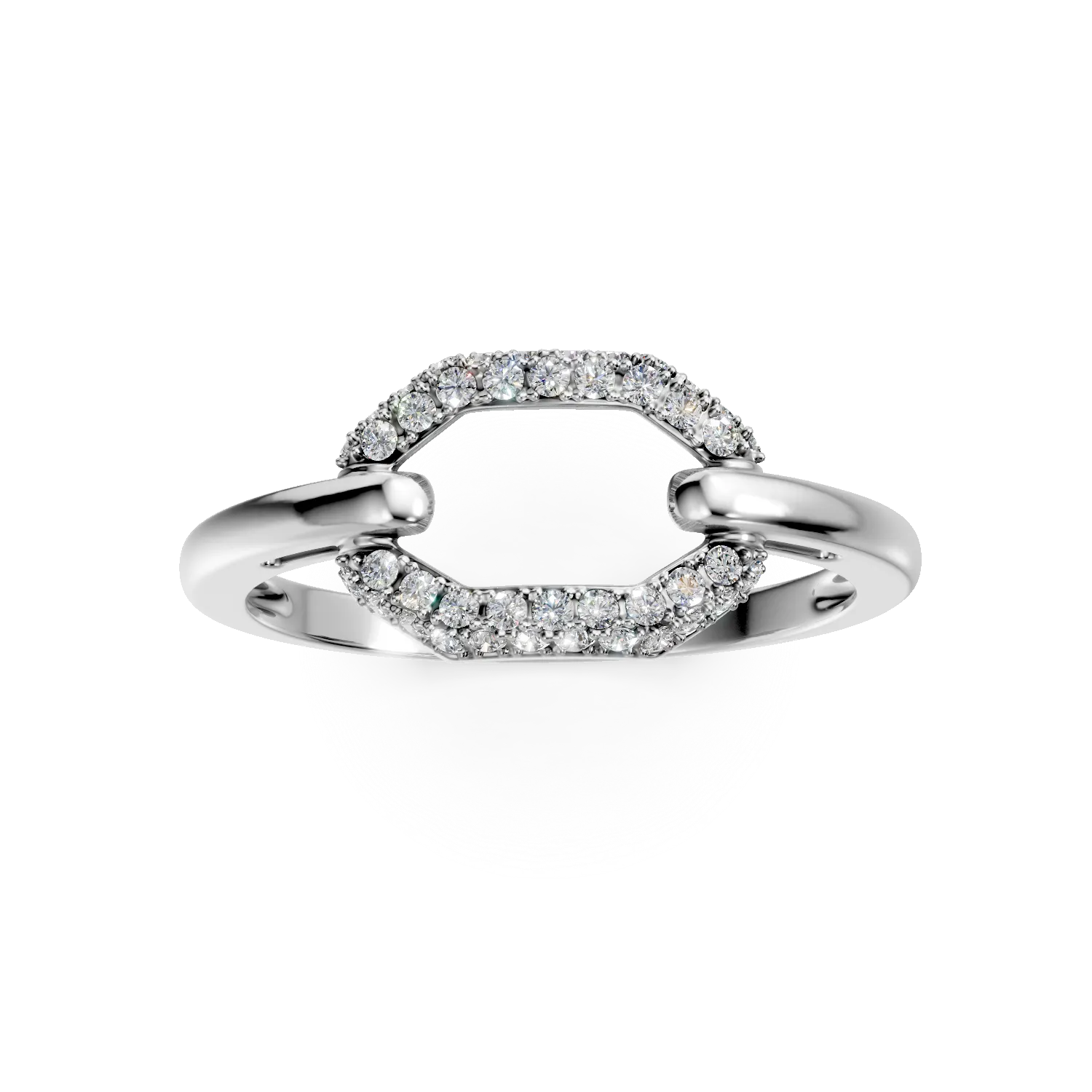 Inel geometric din aur alb cu diamante de 0.1ct