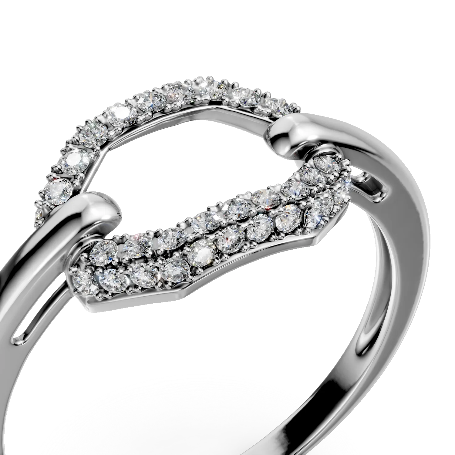 Inel geometric din aur alb cu diamante de 0.1ct