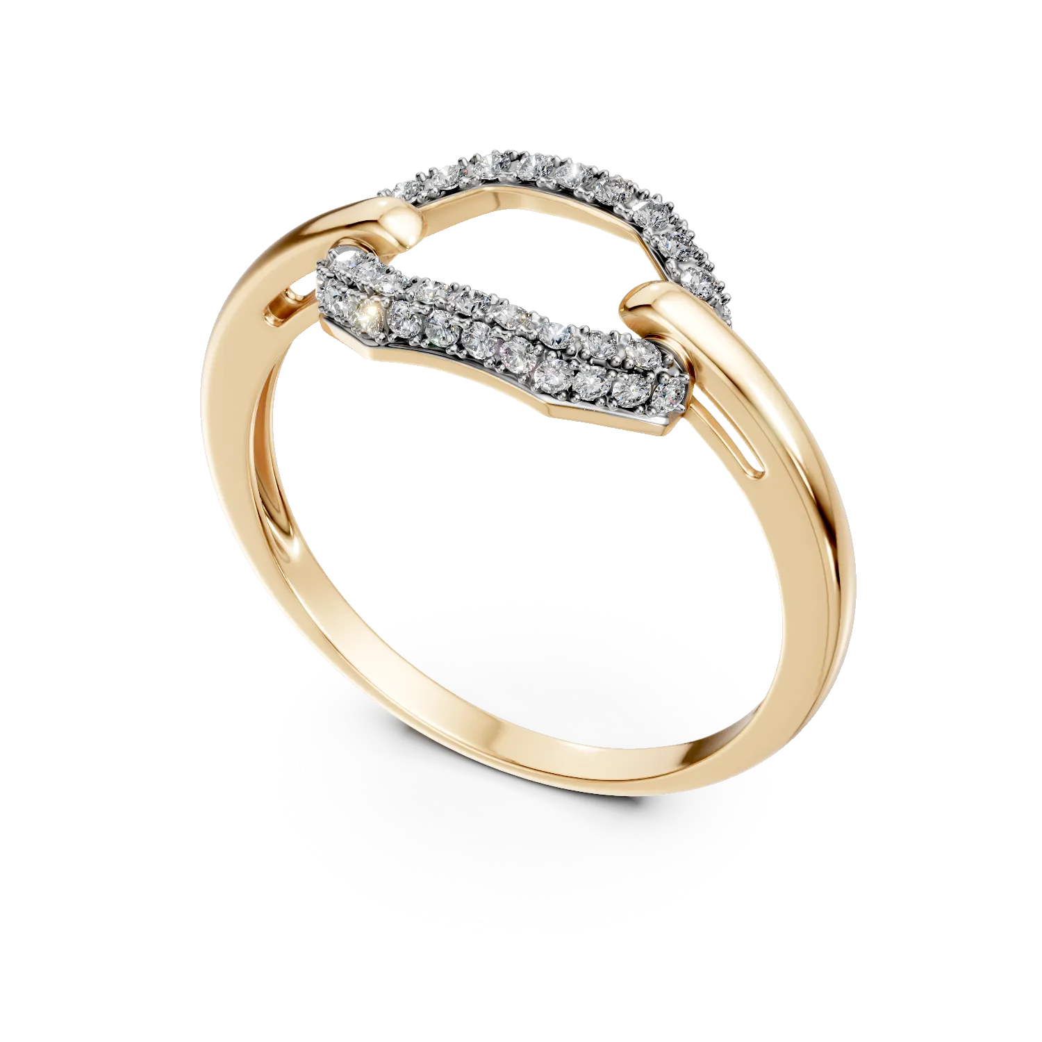 Yellow gold geometric ring with 0.1ct diamonds
