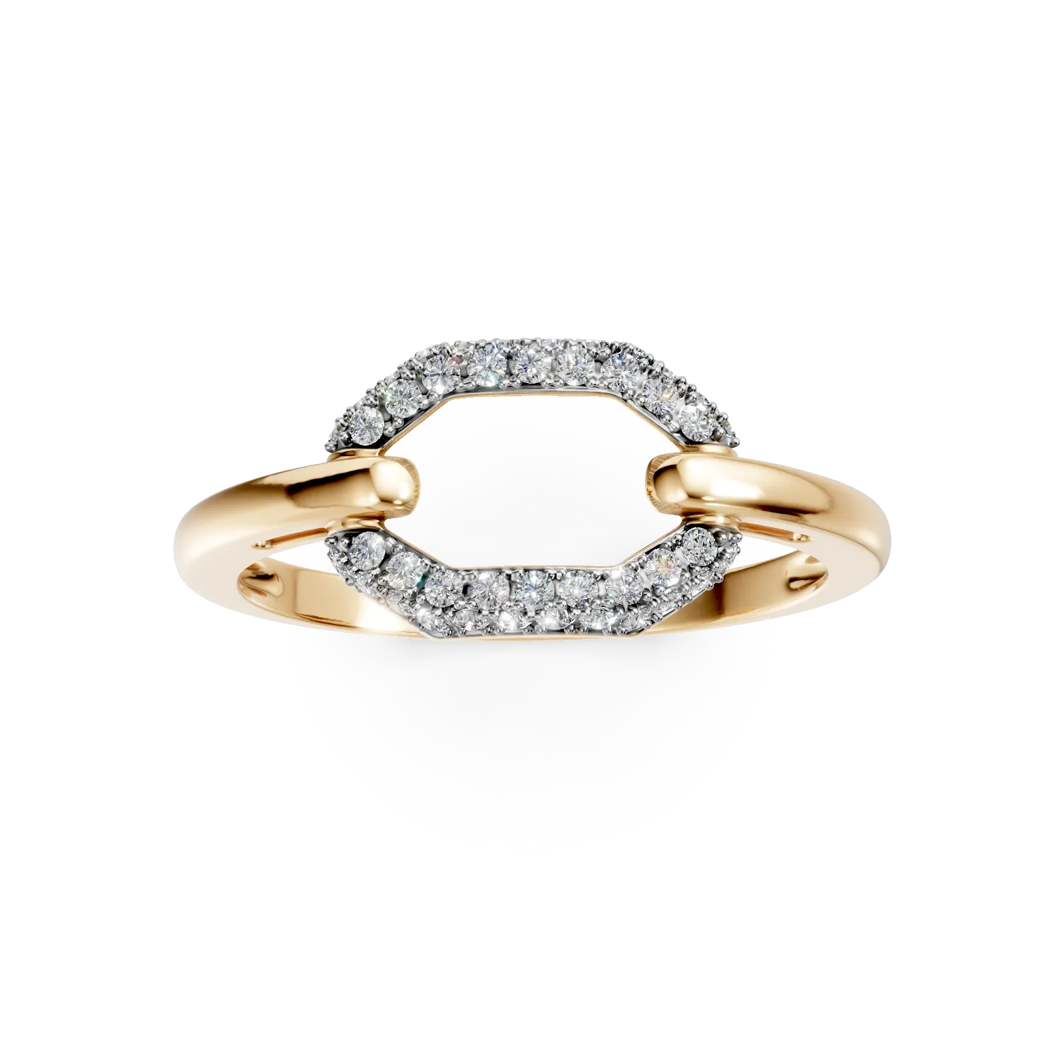 Yellow gold geometric ring with 0.1ct diamonds