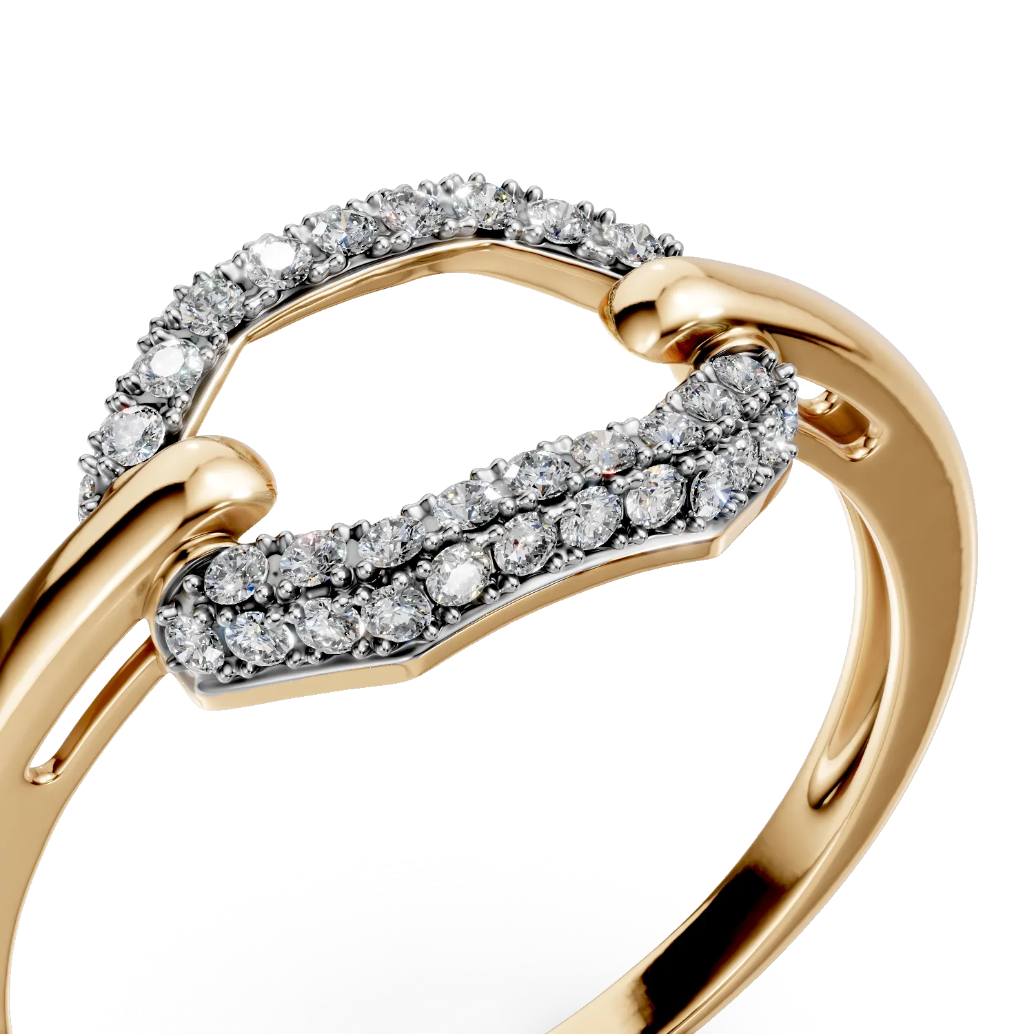 Yellow gold geometric ring with 0.1ct diamonds