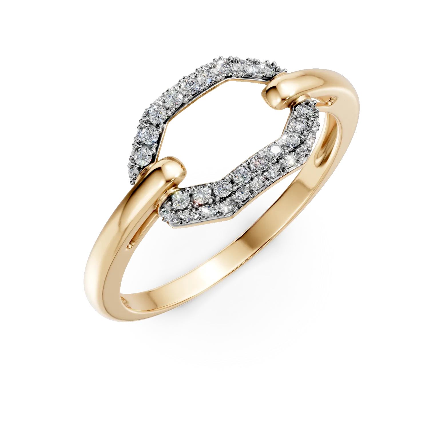 Inel geometric din aur galben cu diamante de 0.1ct