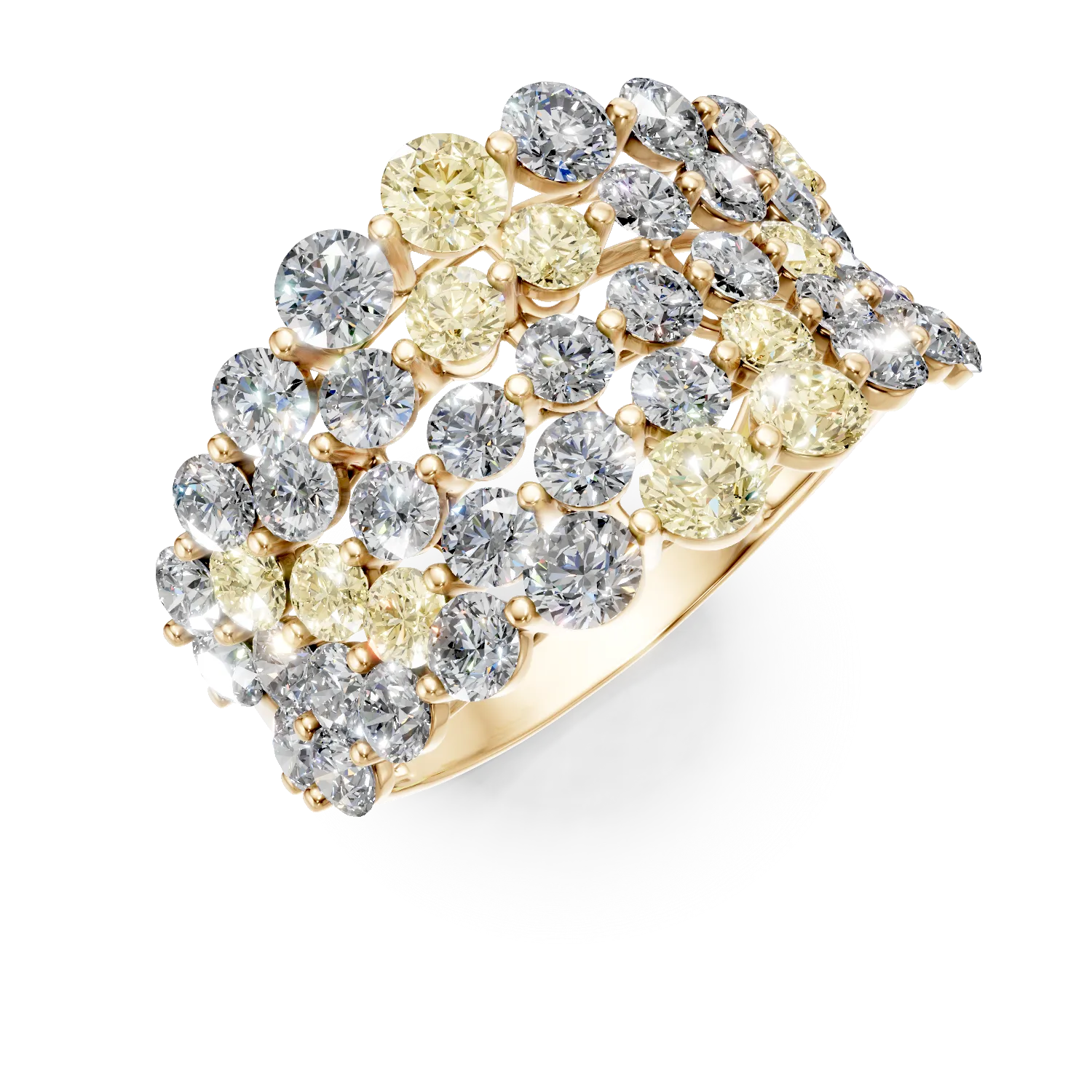Inel din aur galben cu diamante multicolore de 3.1ct-183194